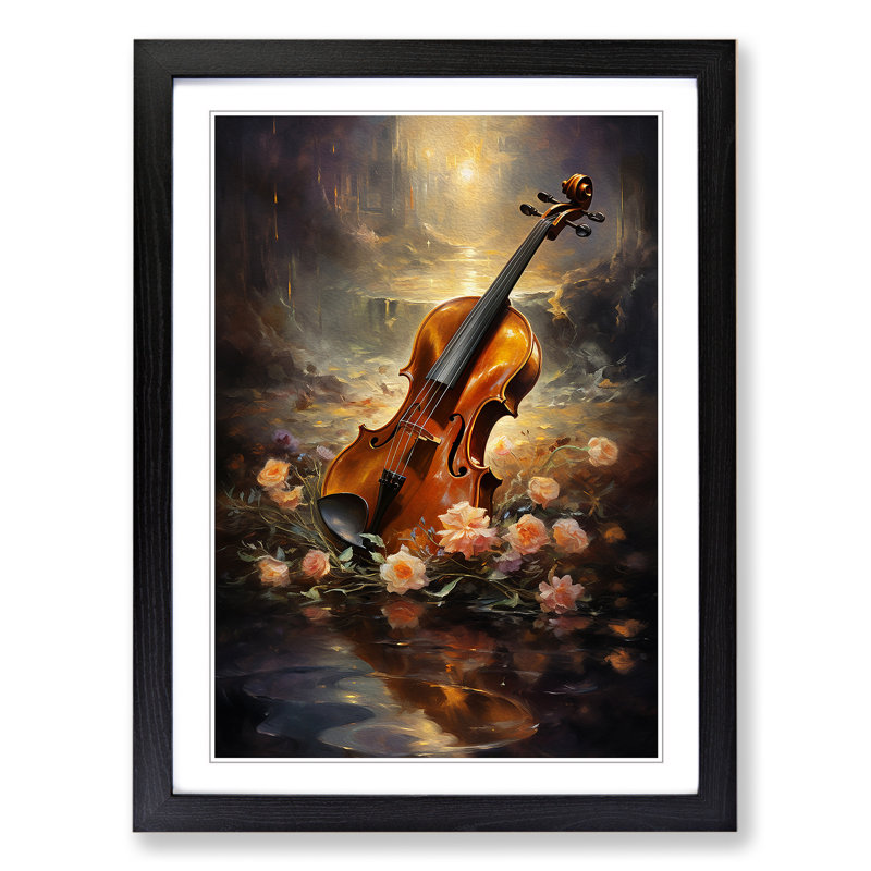 Violin Romanticism - Framed Print, 46cm H x 34cm W x 2cm D, Black