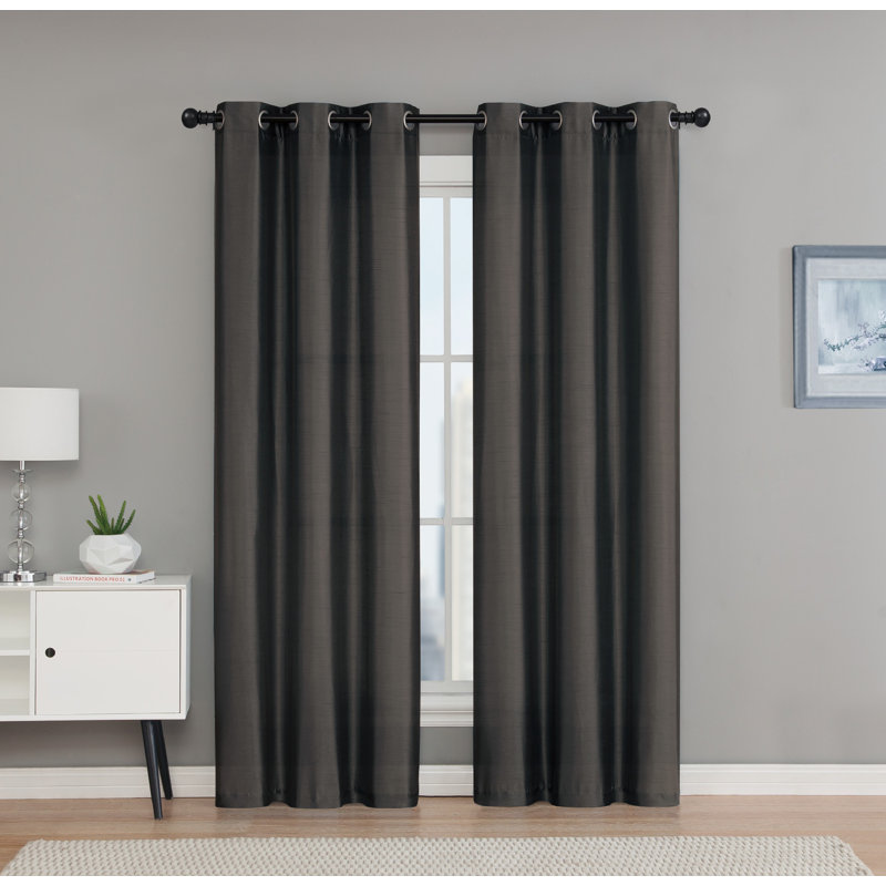 Middleburgh Outdoor Semi Sheer Curtain Pair, Black, 38" W x 84" L