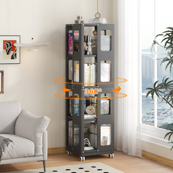 Rotating Bookmarks Rack YBHDESIGN New Style White 4 All Rotating Book Rack, 360 Wheels ...