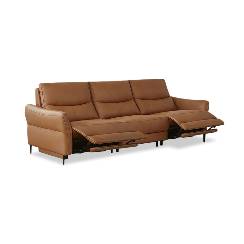Canapé modulaire orange en similicuir, 36.22" H x 88.98" W x 38.19" D