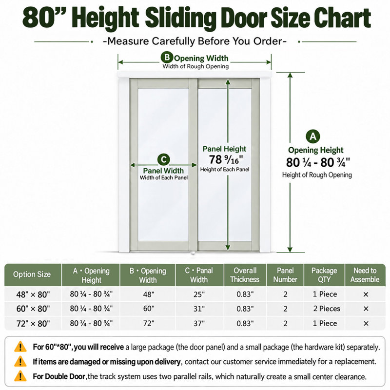 72"x 80" White 1-Lite Frosted Glass Sliding Door with Hardware Kit And Black Recessed Handles and No Assembly Required For Closet,Pantry,Living room
