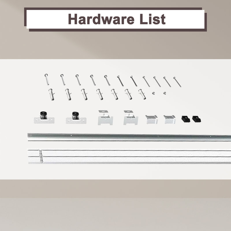 80" Hidden Style Track White Primed 1-Lite Glass Mirrored Sliding Barn Door With Hardware Kit(No Assembly Required)
