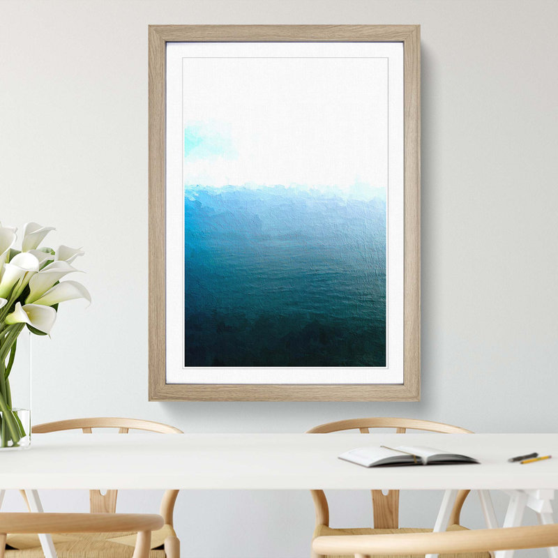 A Calm Sea In Abstract - Single Picture Frame Painting, 33cm H x 24cm W x 2cm D, Oak Framed