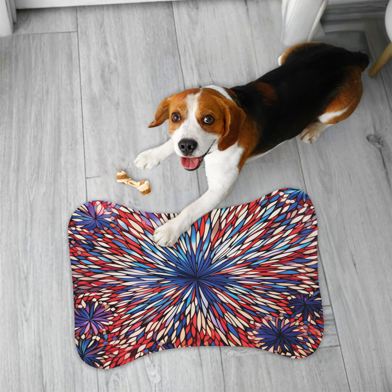 Tapis rouge, blanc, bleu et mosaïque - 1 pièce, Moyen (18 po)