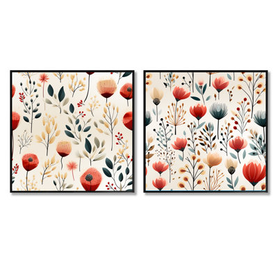 Ensemble de 2 motifs floraux minimalistes modernes à motif floral minimaliste