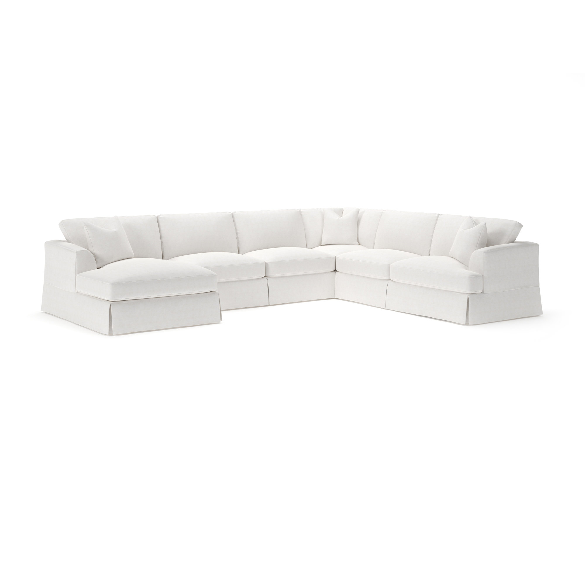 Lucia 5 - Piece Slipcovered Sectional, Left Hand Facing, Nomad Snow Crypton® Chenille