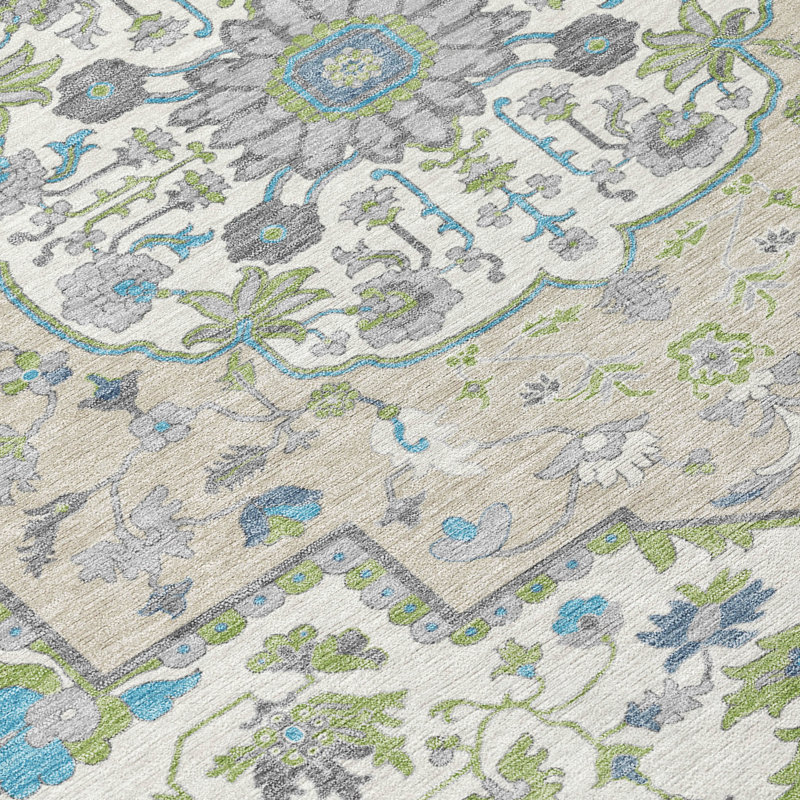 Machine Washable Indoor/Outdoor Chayden ACN985 Rug, Round 8'