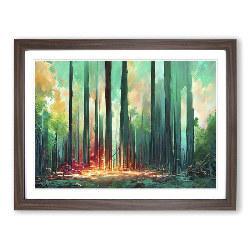 Exciting Abstract Forest Vol.2 - Single Picture Frame Painting, 34cm H x 46cm W x 2cm D, Walnut