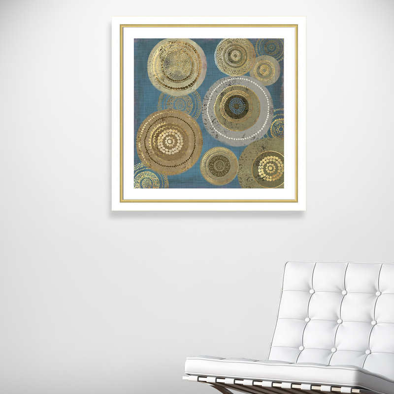 «Aizlyn Native Dot I», reproduction de peinture à l'acrylique encadrée, Cadre blanc et or