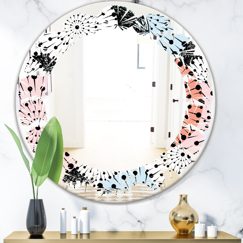 Miroir mural sans cadre Cottage Americana, H 23,6 po x l 23,6 po, Feuilles, motif floral abstrait I
