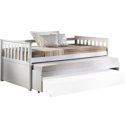 White Daybed With Robust Construction, Solid Pine, 660lbs Weight Capacity Versatile Daybed, Pine Wood,