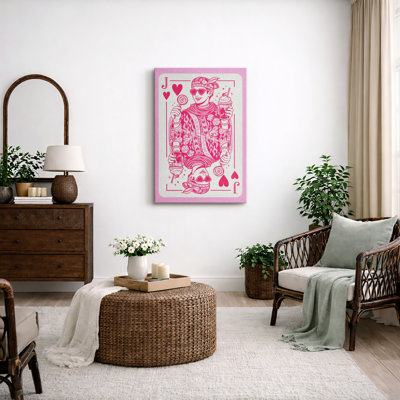 Rose, carte à jouer, art Pop Art figure, chambre d'enfant, impression sur toile encadrée