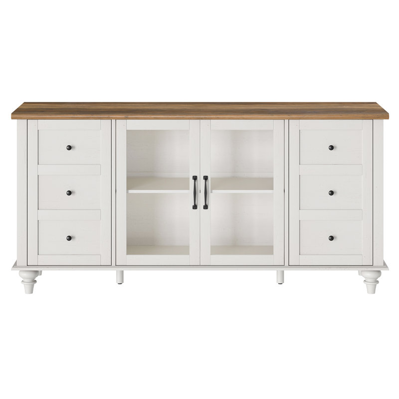 Balcinde Unfinished TV Stand for TVs up to 75, White/Green