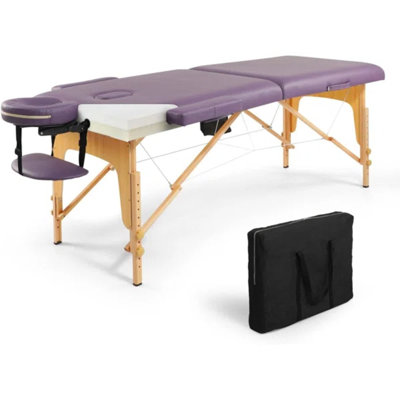Table de massage CAPHAUS pliable en mousse à mémoire de forme de 84 po avec pieds réglables, 28 po / 32 po de largeur, noir / mauve