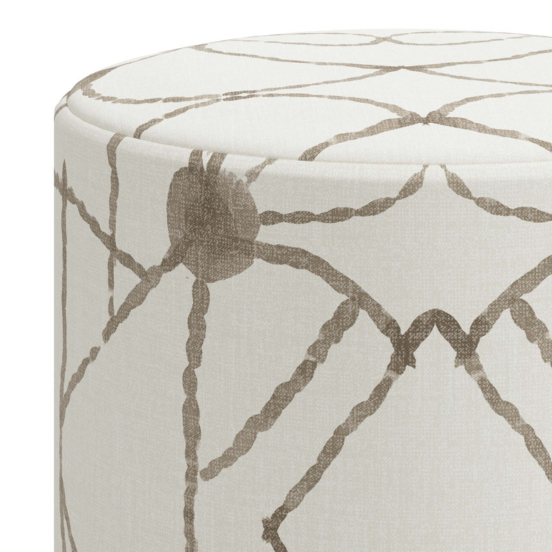 Epaulette Upholstered Ottoman, Hans Cream Geometric