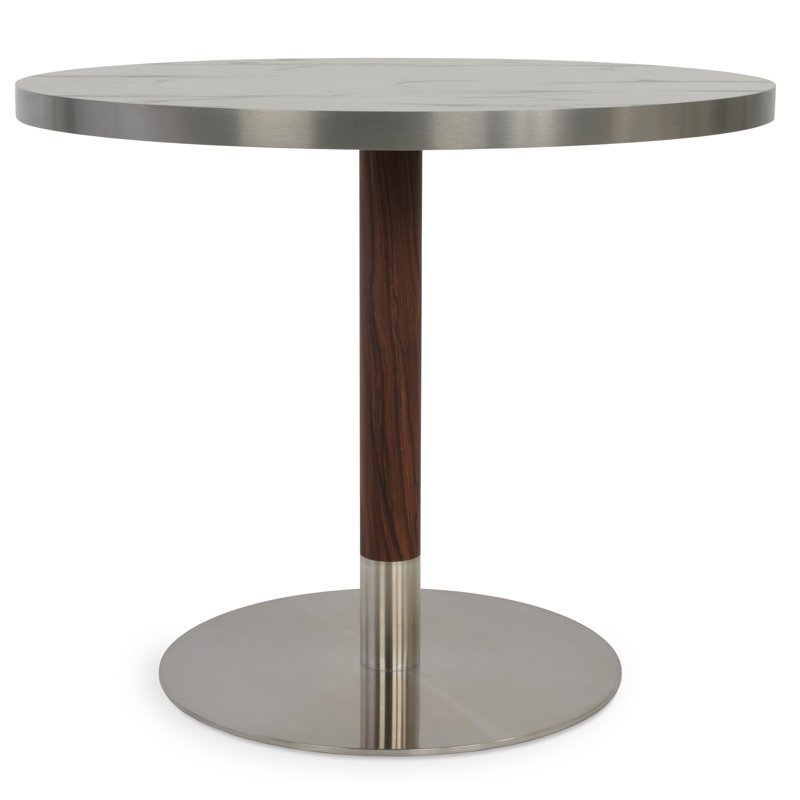 Table de salle à manger Tango, Acier inoxydable, H 29,5 po x L 36 po x l 36 po, Blanc