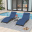 2-Piece Foldable "S"-Shaped Reclining Chaise Lounge Set With Adjustable Backrest And Foldable Rattan Coffee Table-108487673