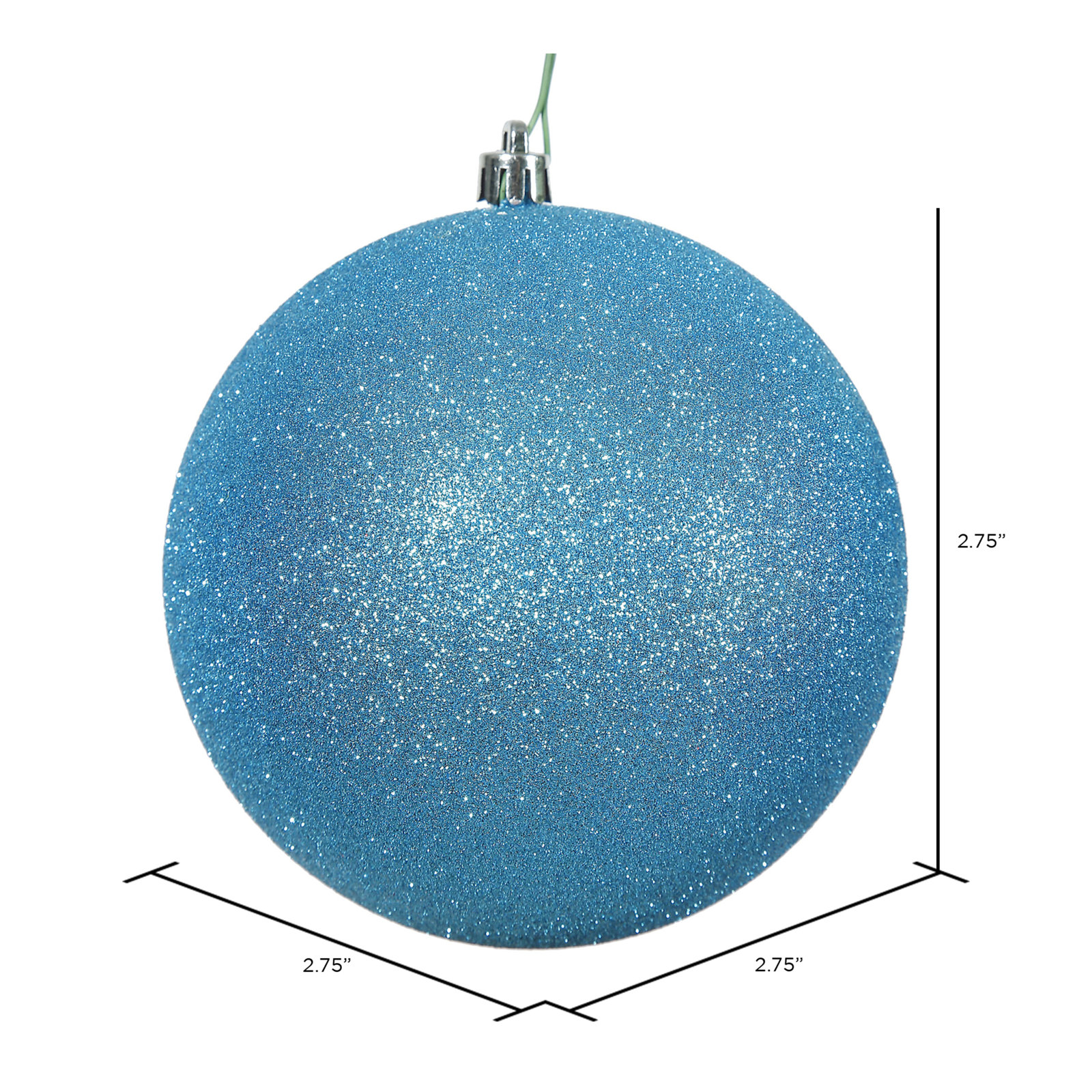 Holiday Décor Ball Ornament, 2.75" H x 2.75" W x 2.75" D, Turquoise