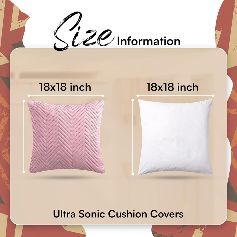 Ultra Soft Embossed Quilted Velvet Throw Cushion Covers for Sofa, Couch, & Bedroom Décor - Hidden Zipper, Machine Washable & Crushed Velvet