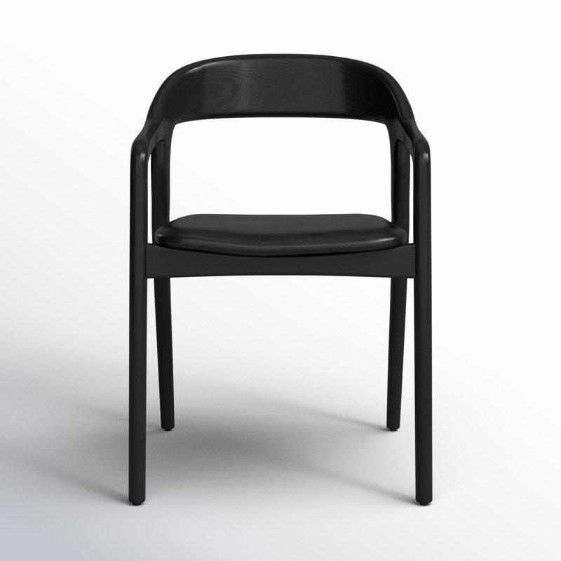 Amare Dining Armchair, Sonoma Black Genuine Leather, Black