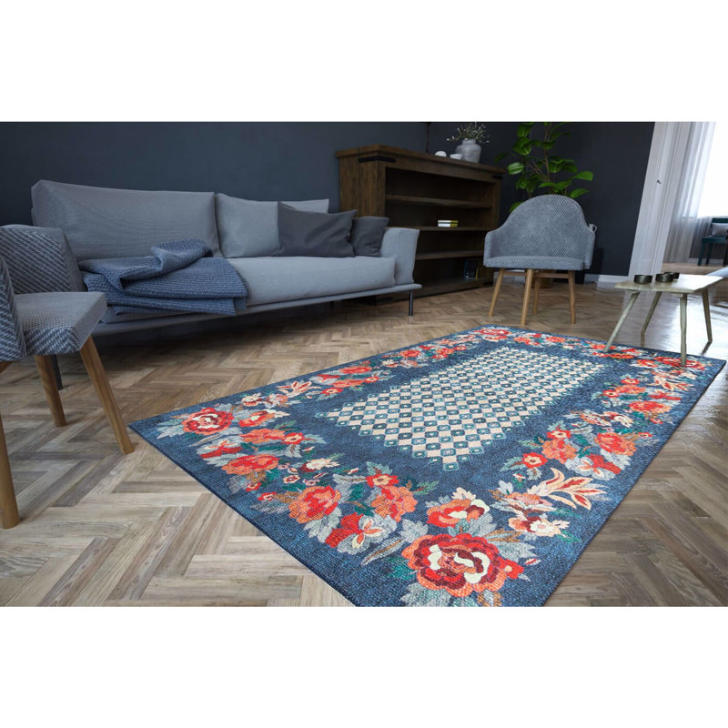 Tapis luxueux lavable à la machine, 4,9 x 7,5 pieds, 100% polyester, 1850 g / m², hauteur des poils: 0,2 pouce | Envers écologique en polyester recyclé | Parfait pour le salon et la chambre à coucher, conception douce et durable