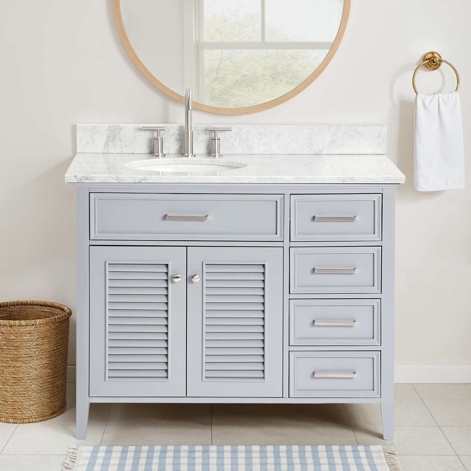 43'' Single Bathroom Vanity, Gray, Left