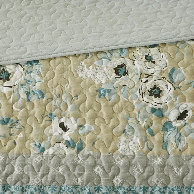 Courtepointe avec 3 coussins décoratifs texturés 6 pièces en coton pour une chambre attrayante
