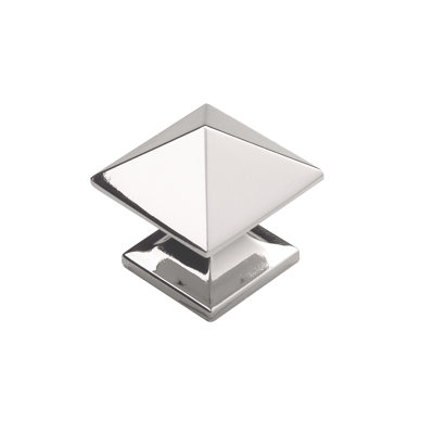 Poignée carrée Studio Collection - bouton d'armoire 1 po x 1 po en nickel poli - Quincaillerie transitionnelle pour tiroirs et armoires