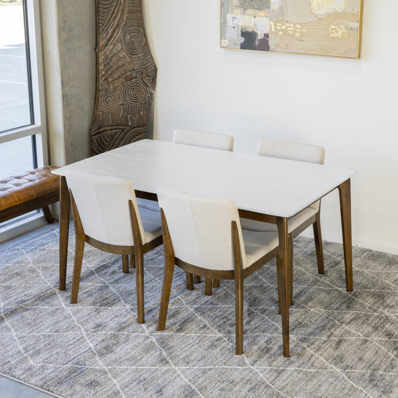 Ensemble repas pour 4 personnes Elenita, Blanc, Beige