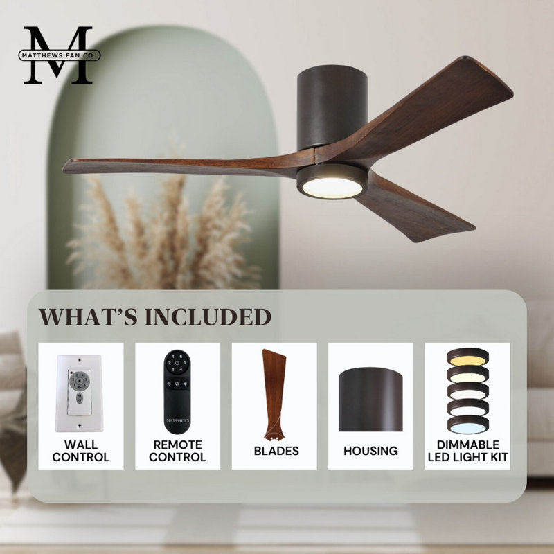 Irene LED Ceiling Fan, Textured Bronze, 52", Walnut