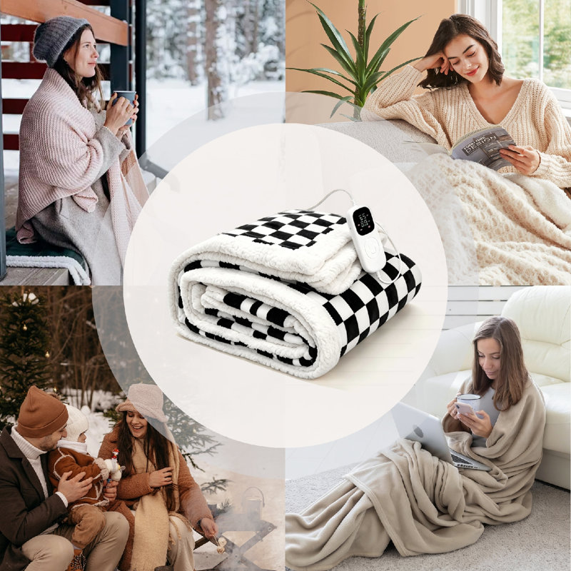 59×71 in Checkerboard Electric Heated Throw
