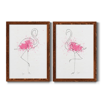 " Flamingo Splash I " 2 - Pieces
