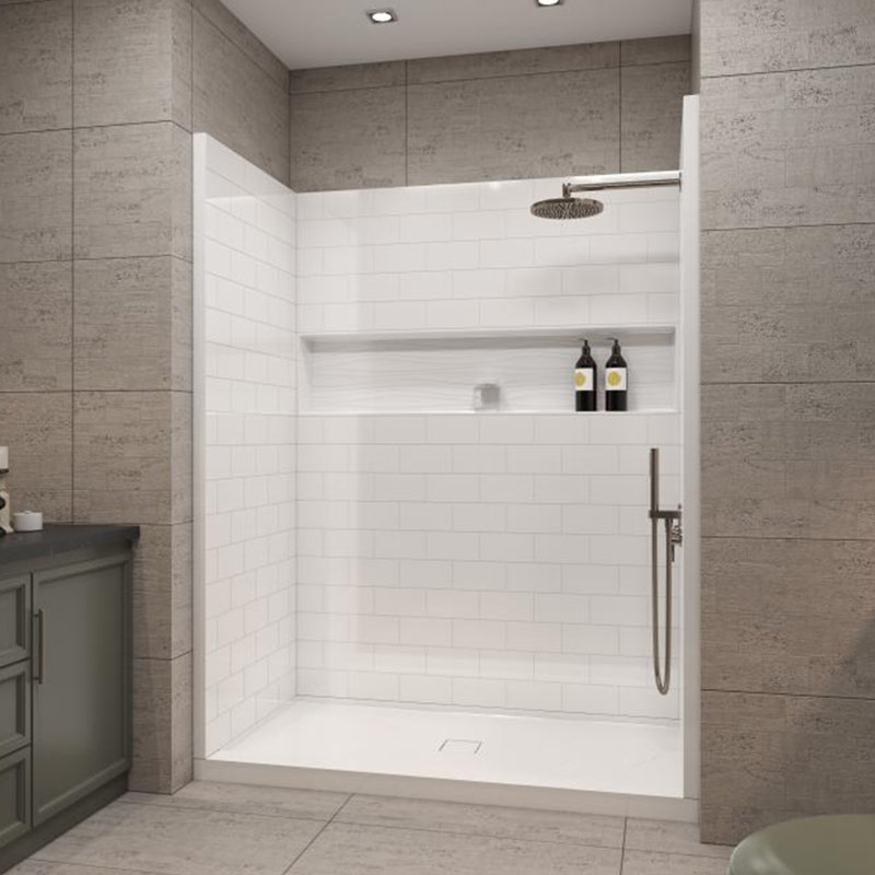 Ensemble de mur de douche en alcôve 60 "x 32" 60 "x 32" avec base de douche blanche, Center