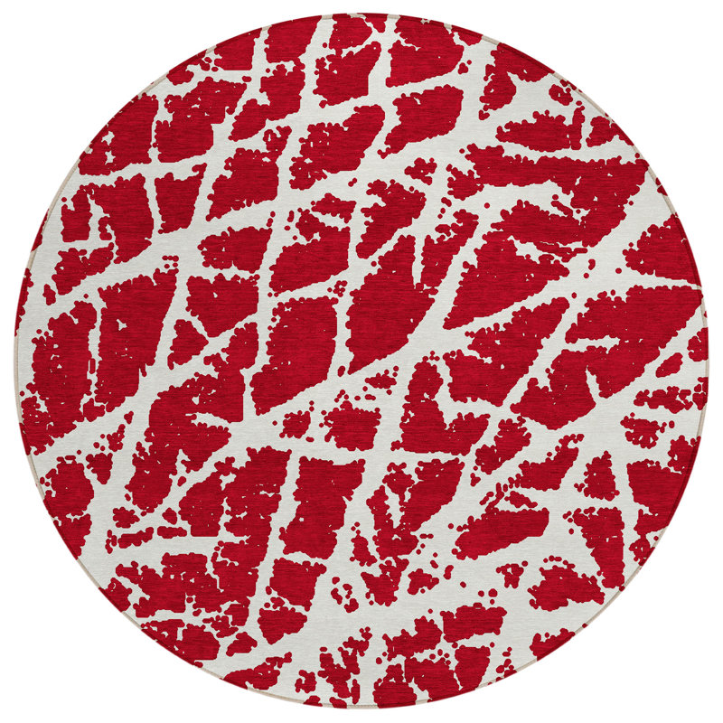 Kyrie Washable Abstract Indoor / Outdoor Rug, Round 8'