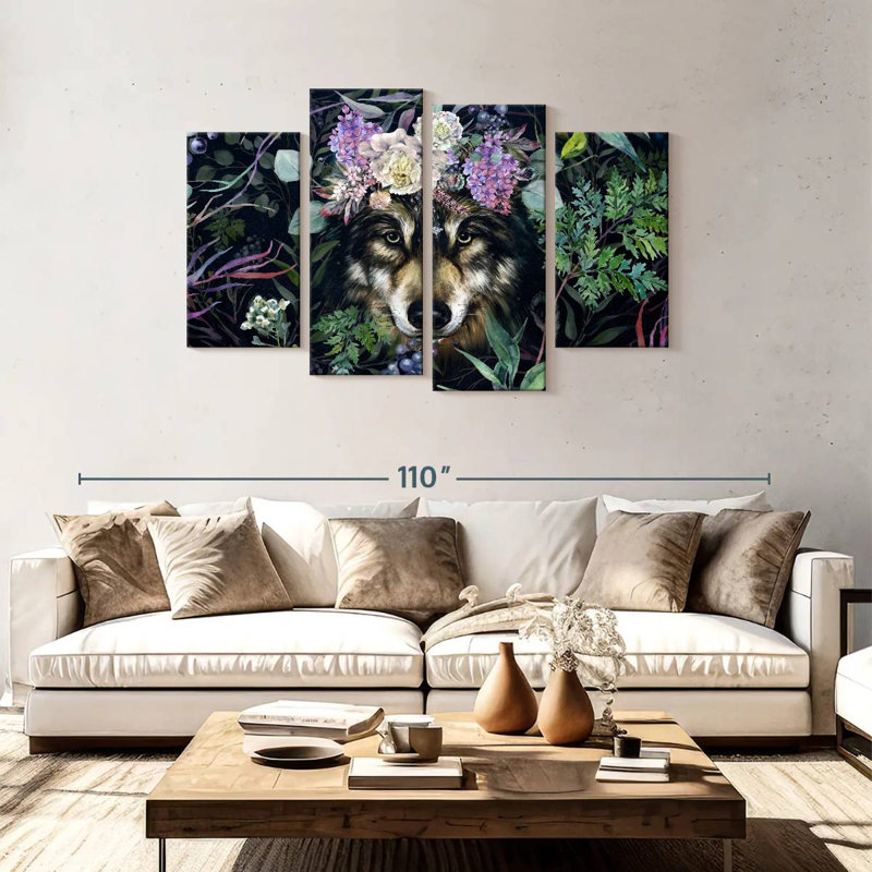 Couronne florale de loup Brampt, H 48 po x l 75 po