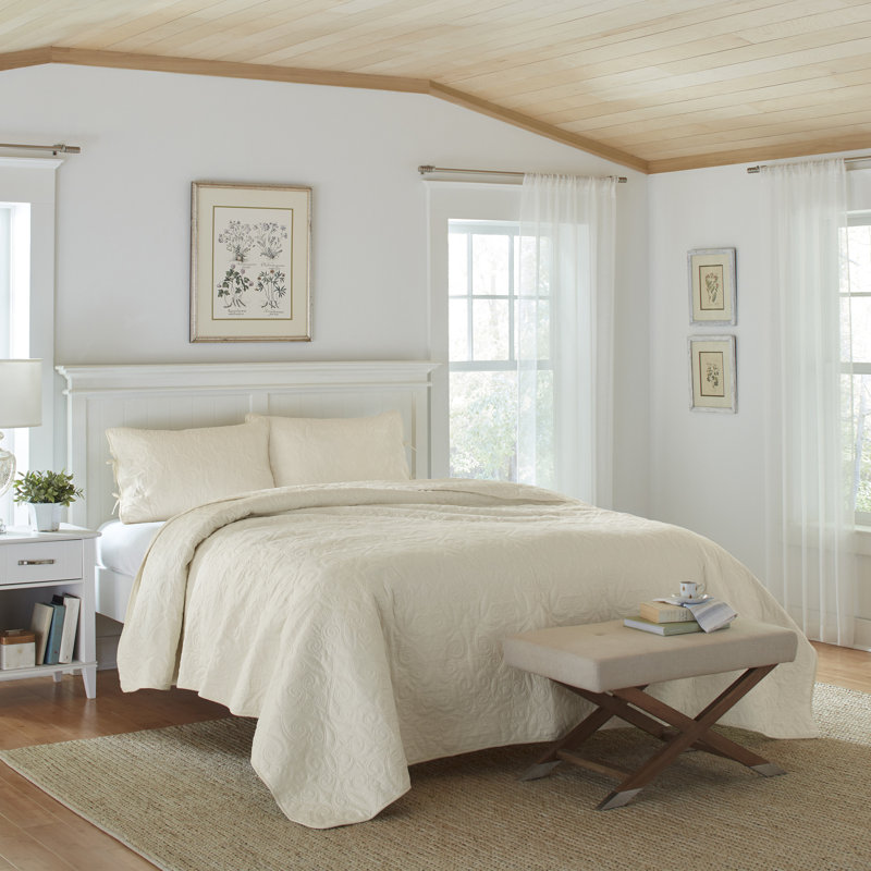 Ensemble de courtepointe réversible en coton Felicity de Laura Ashley, Courtepointe double/grand et 2 taies décoratives