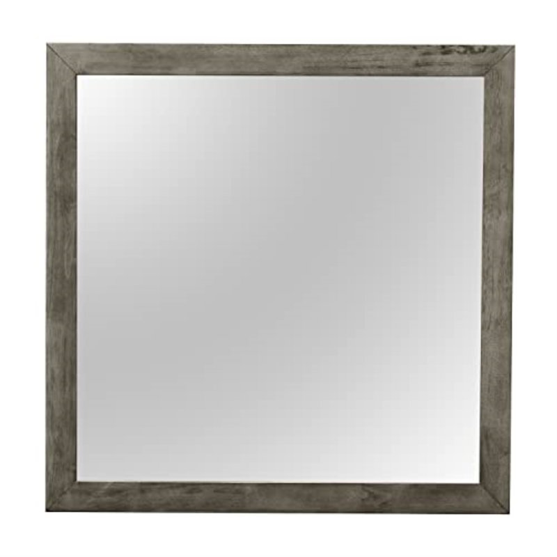 Lisbon Wood Flat Wall Mirror, Gray
