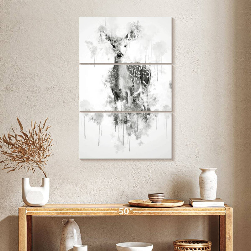 Brampt Deer Black And White, 38" H x 24" W
