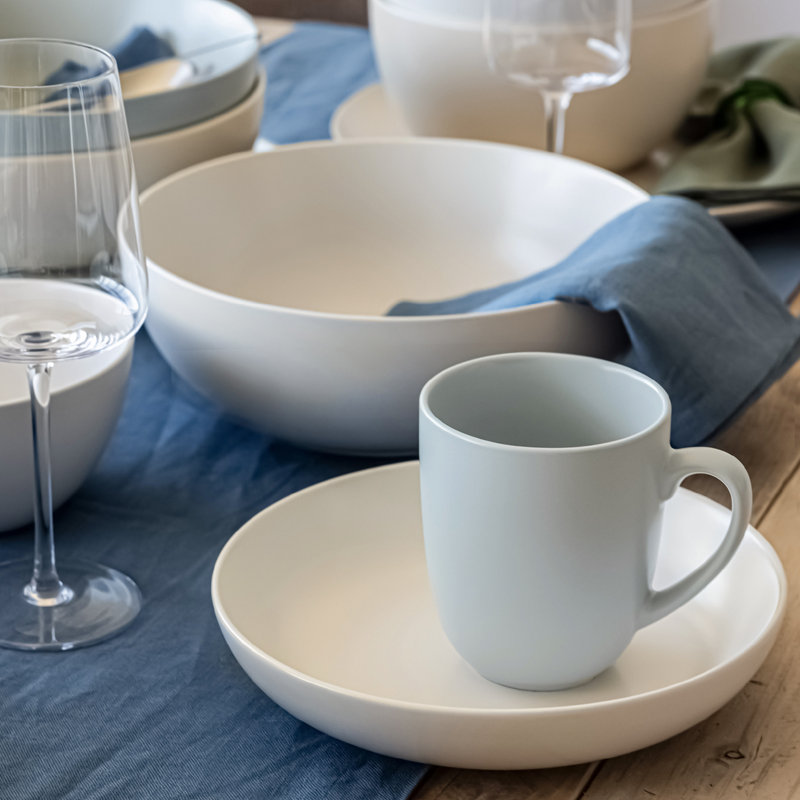 over&back Coupe Semi-Matte Hand-Finished Stoneware Mugs, Blue