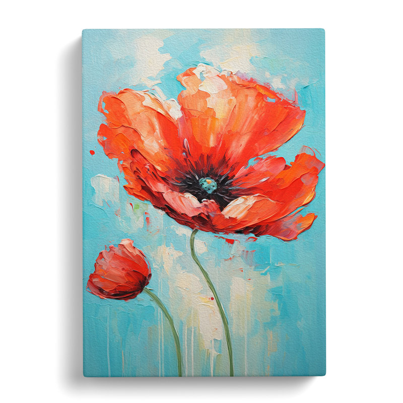 Poppy Flower Expressionism - Wrapped Canvas, 50cm H x 35cm W x 3cm D