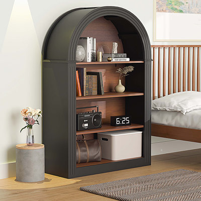 Grande bibliothèque à 4 tablettes, 4 tablettes en bois, présentoir en bois