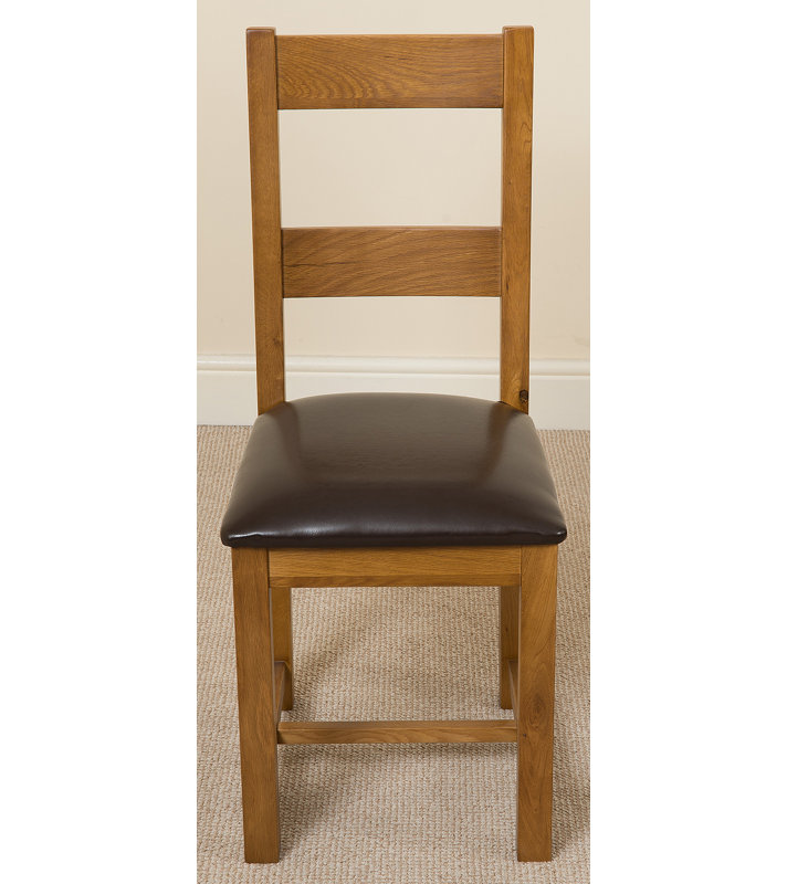 47cm H Upholstered Ladder Back Side Chair in Brown, Rustic