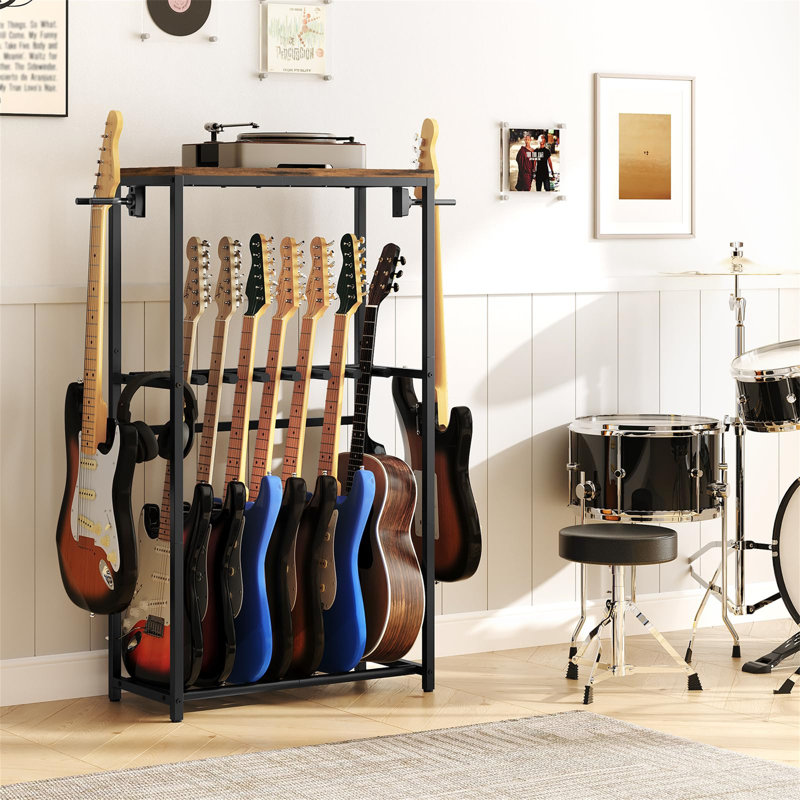 Metal，Manufactured Wood 118cm H Dowel Rack, 118cm H x 62cm W x 30cm D, Black/Brown