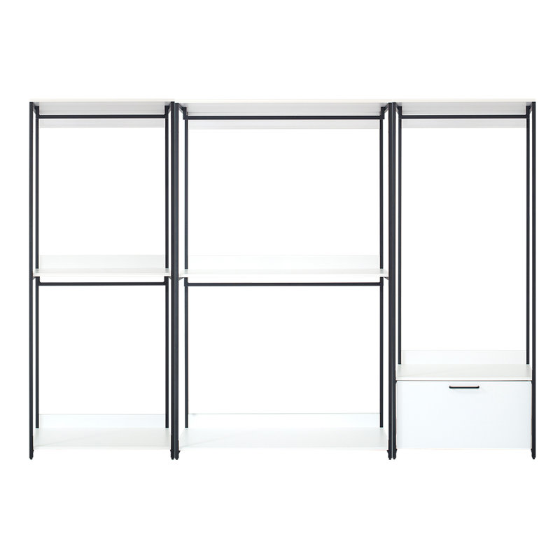 Système d'organisation en bois autoportant avec cadre en métal blanc l 111 po Kennyth (3 pièces)