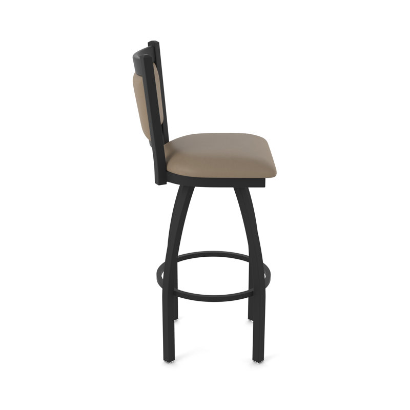 Tabouret pivotant Hadleigh, Noir froissé, Vinyle - naturel Canter, Tabouret de bar (siège d'une hauteur de 36 po)