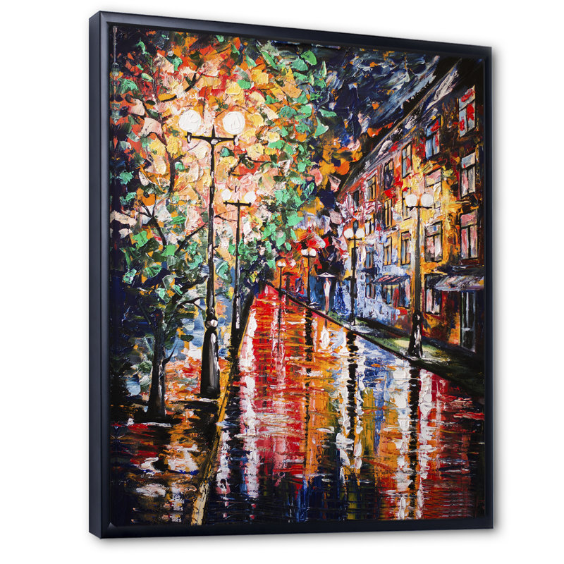 Paris Street Under Rain - Peinture, H 40 po x l 30 po x P 1,5 po, Cadre flottant noir