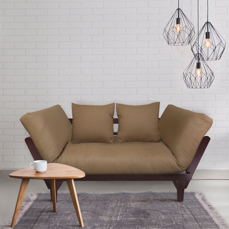 Canapé-lit Casual, Polyester brun clair, Espresso