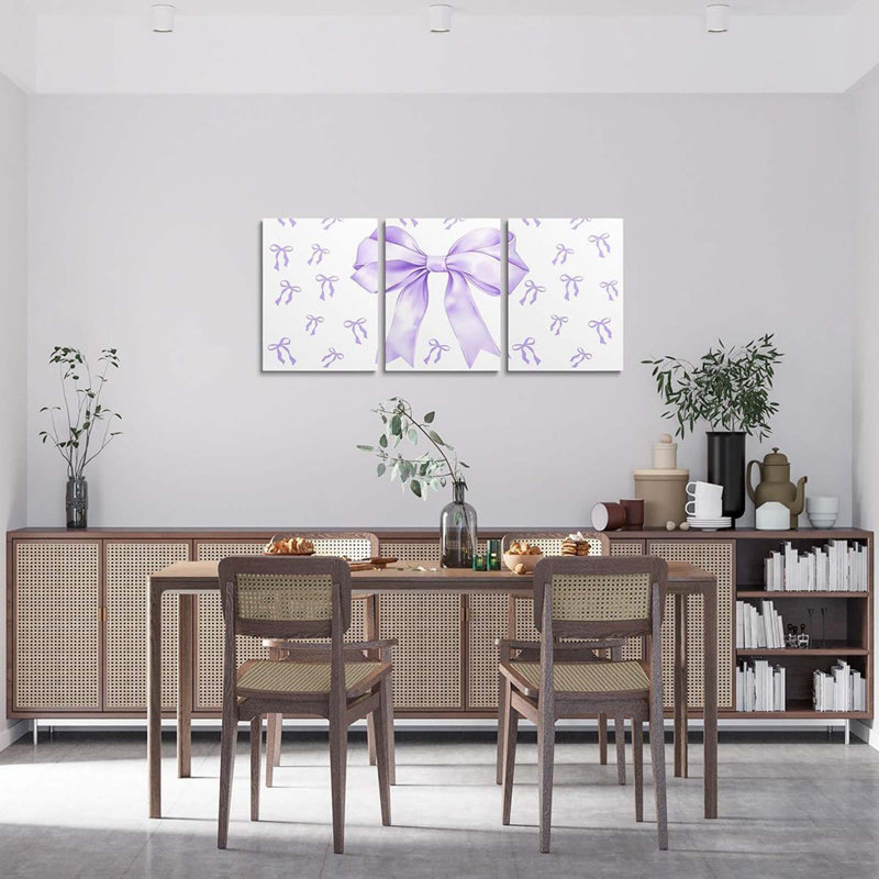 3 Piece Wrapped Canvas Print, White/Purple