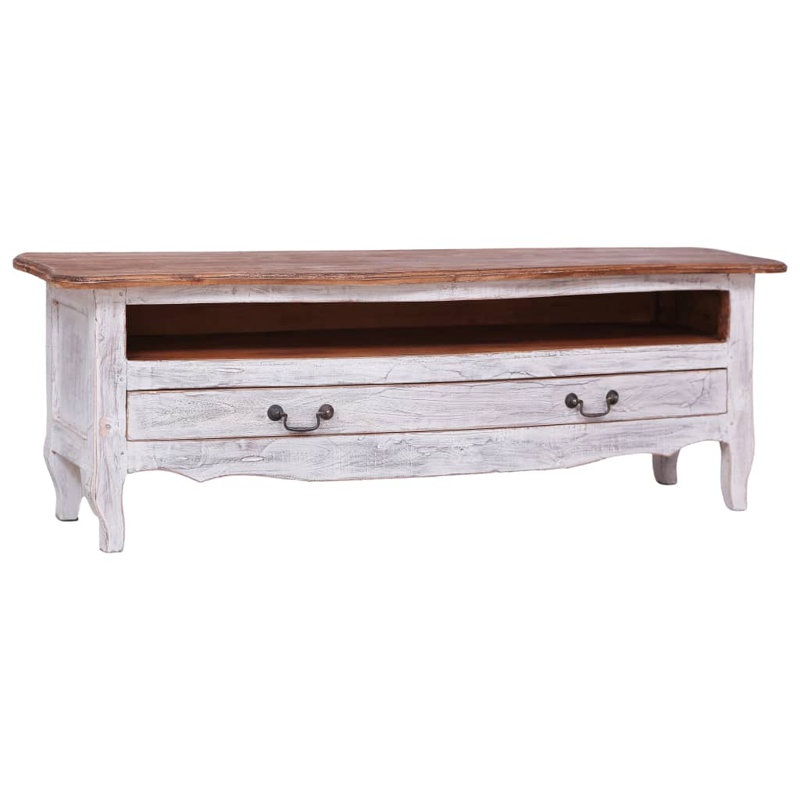 TV Cabinet 120x30x40 cm Solid Mahogany Wood, White