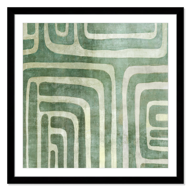 «Whimsical Green II» par Emma Peal, H 37,5 po x l 37,5 po, Cadre noir